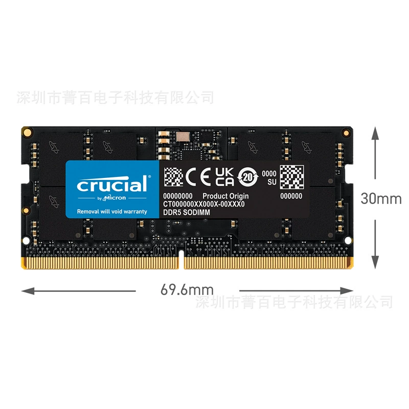 CRUCIAL Yingruida DDR5 32 ГБ частота 4800, ноутбучная оперативная память, одноканальная