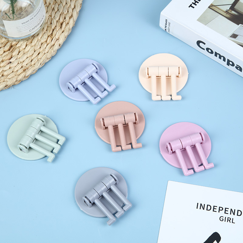 Traceless Rotating Hook Three-Hook Strong Towel Hook Bathroom Tiles Punch-Free 3-Point Stick 3-Claw Hook