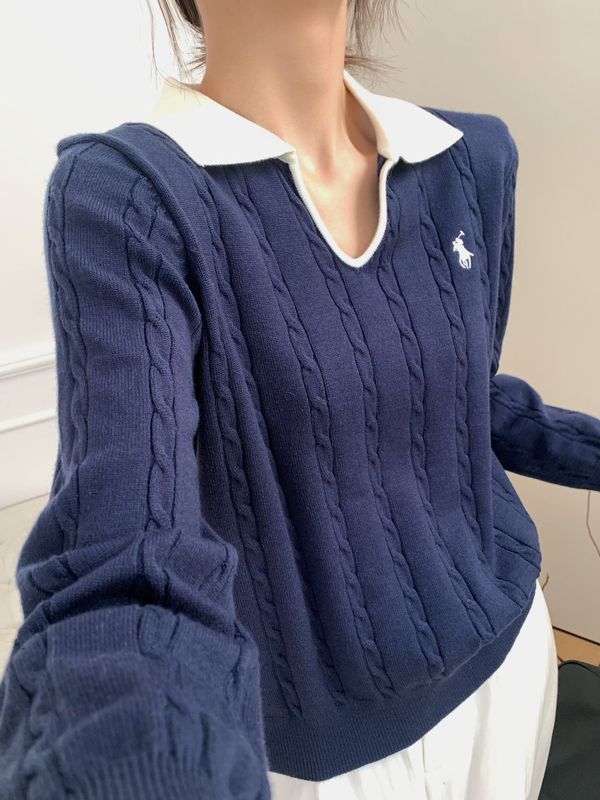 法式学院风时尚U领针织毛衣女2025夏季新款百搭撞色减龄薄款上衣|undefined