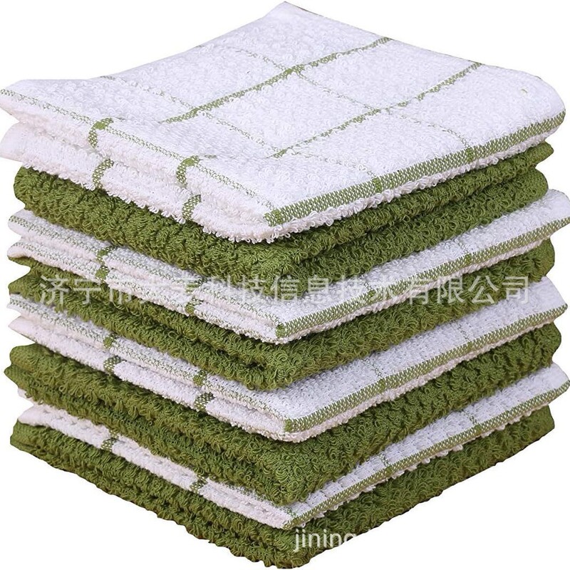 Pure cotton towel wholesale European and American kitchen hotel cleaning face adult pure cotton black and white plaid hand towel face towel