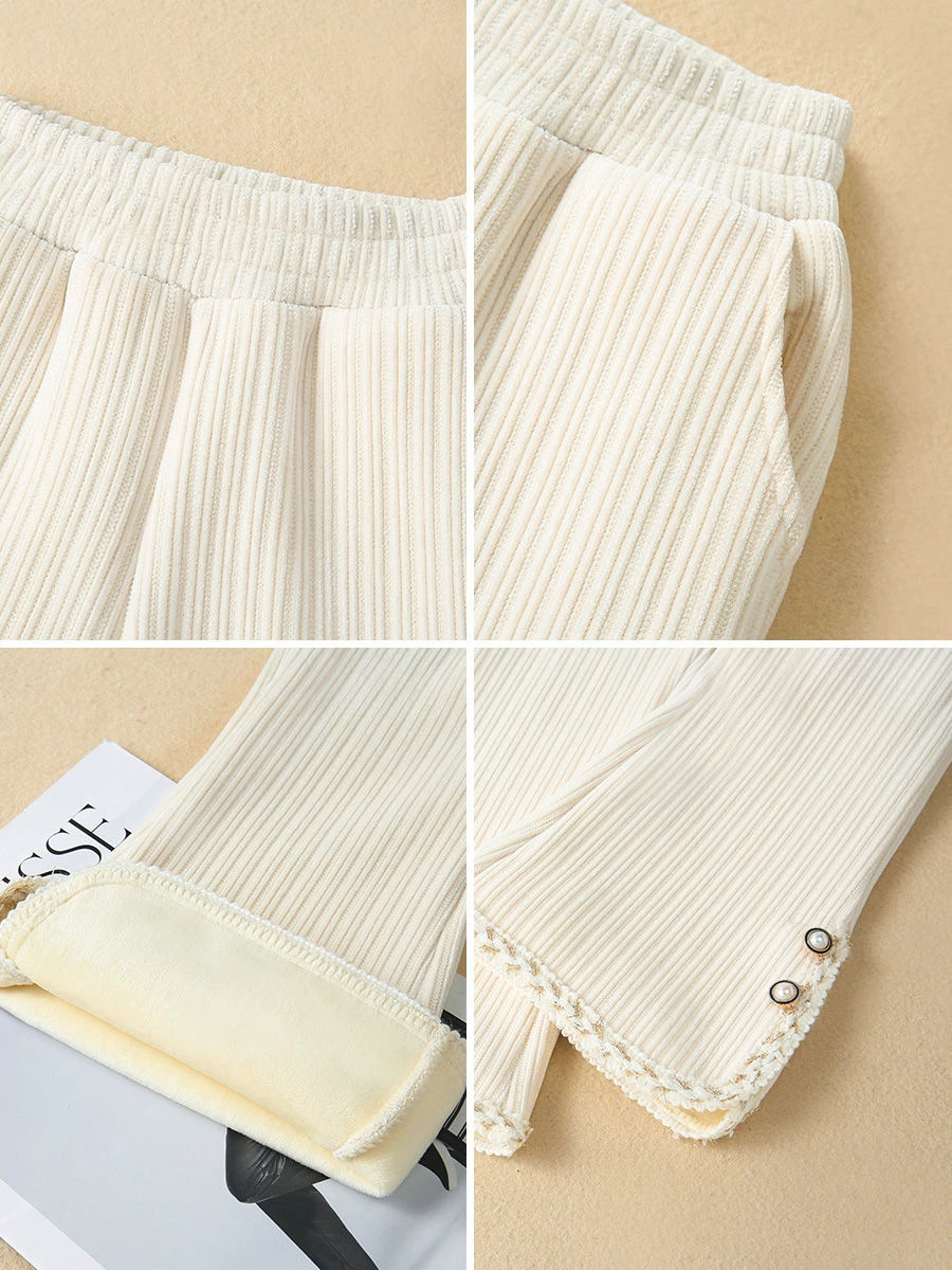 Flared Trousers for Teens, Increased Thickness (Plus Velvet Option), Demi-Season, Sizes 110–160 cm
