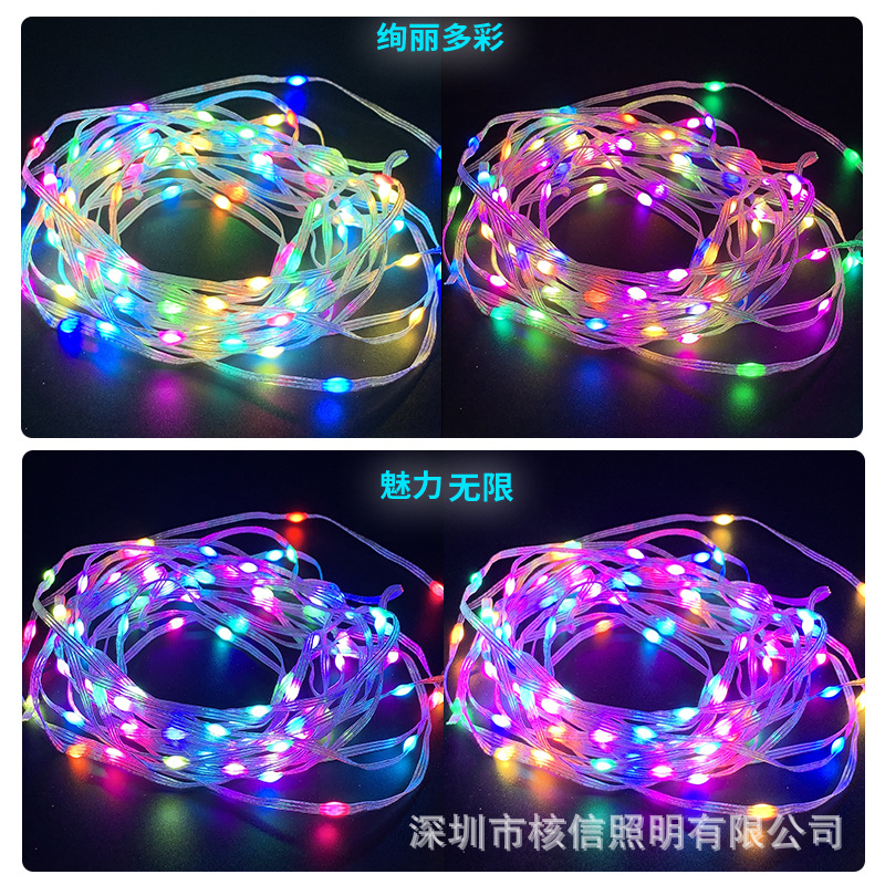 LED luz mágica línea de cuero de tres hilos punto de control Bluetooth música remoto luz cadena rgbic atmósfera luces de Navidad luces de vacaciones