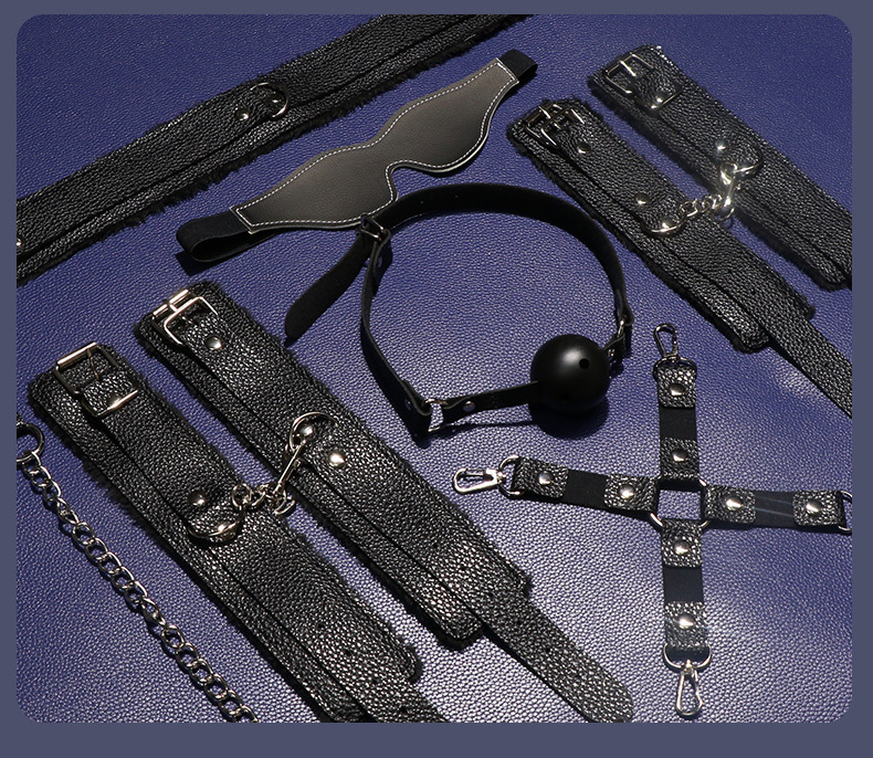 SM Six-Piece Couple Restraint Set with Hand and Foot Cuffs and Mouth Gag — detail image 22