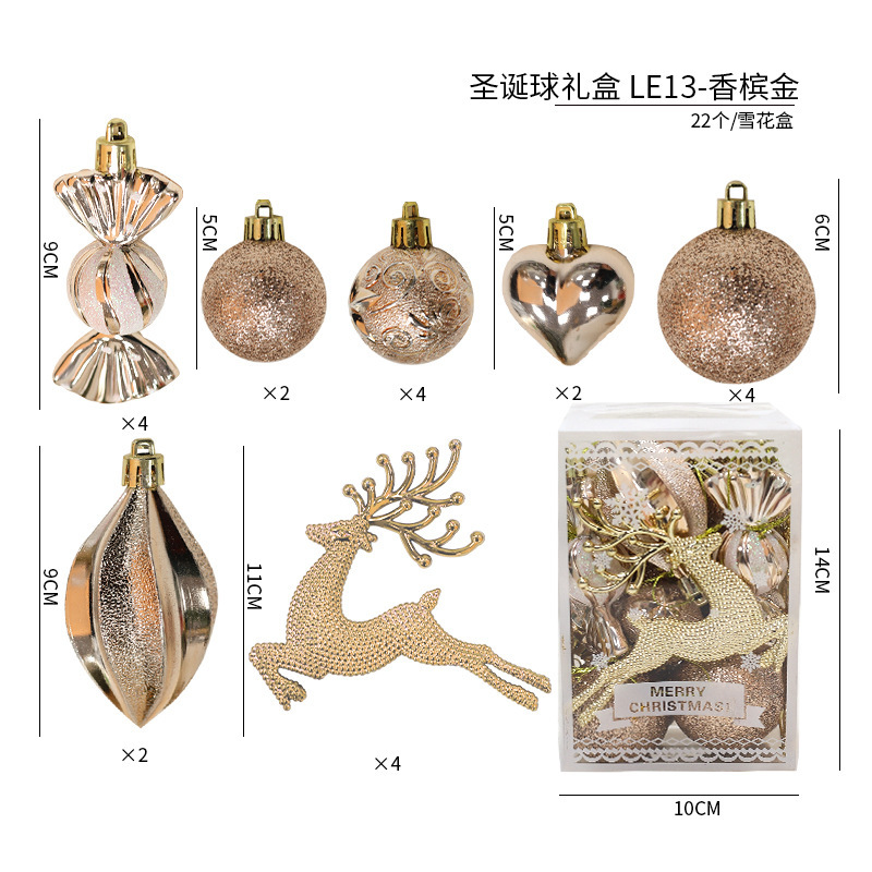 クリスマス装飾カラープラスチックボール祝日雰囲気クリスマスツリーペンダントヘラジカキャンディークリスマスボール卸売り|undefined