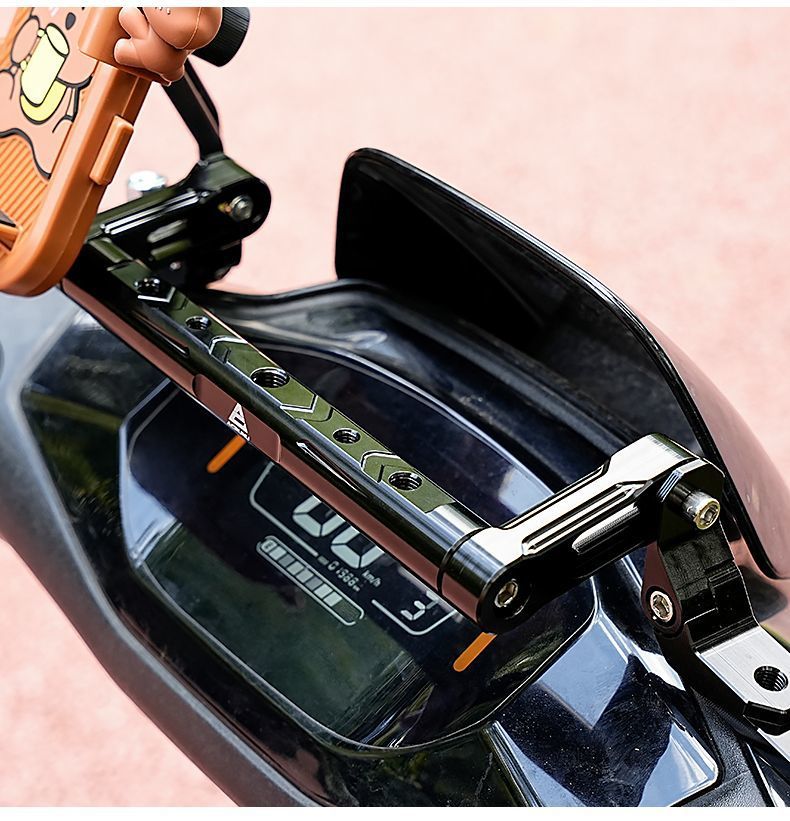 Adjustable Crossbar Phone Holder for Delivery Electric Bikes, Modified Aluminum Alloy Balance Bar Extension for Scooters