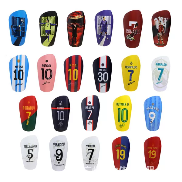 Professional football shin guards, Mini master-level shin pads, star player C. Ronaldo No. 7, Messi No. 10, calf protection gear