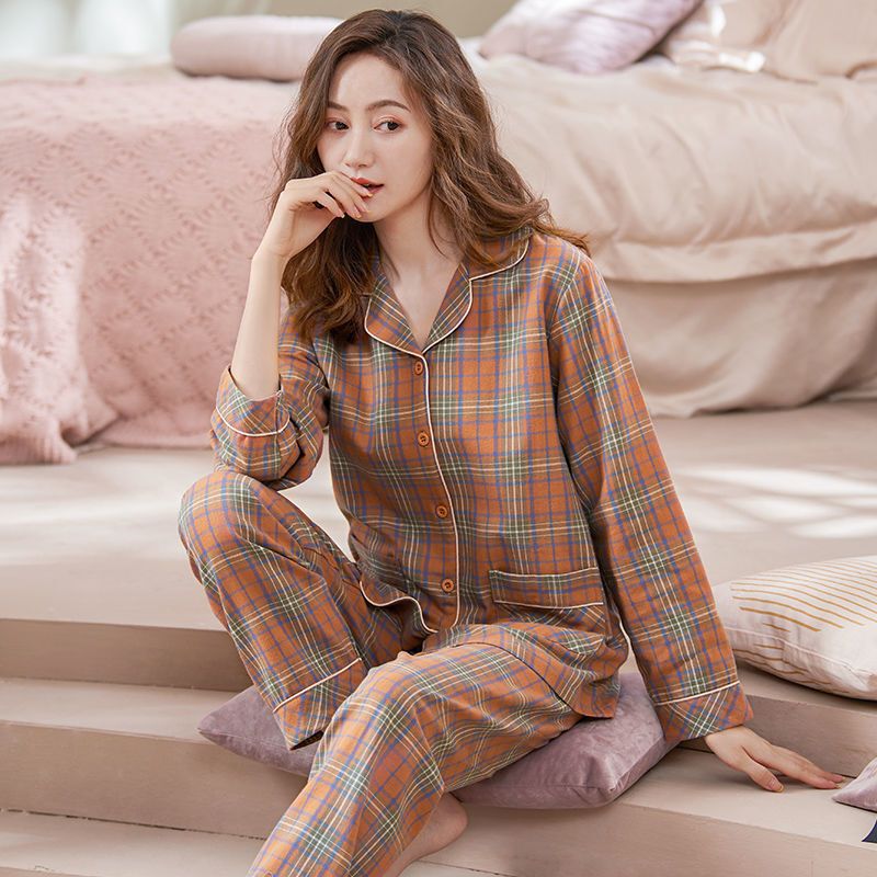New women's pajamas, spring and autumn style, pure cotton, long-sleeved, long-pants, casual home wear, all-cotton, regular autumn style New women's pajamas, spring and autumn style, pure cotton, long-sleeved, long-pants, casual home wear, all-cotton, regular autumn style
