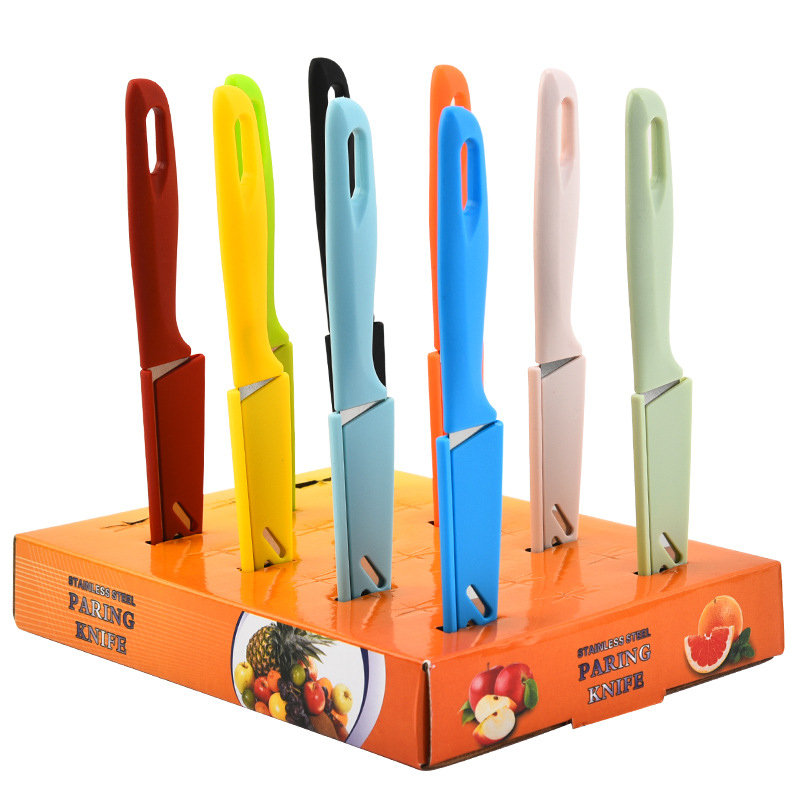 Fabricante al por mayor cuchillo pelador cuchillo de fruta conveniente cuchillo pelador multifuncional de acero inoxidable cuchillo pelador de frutas con cubierta de cuchillo