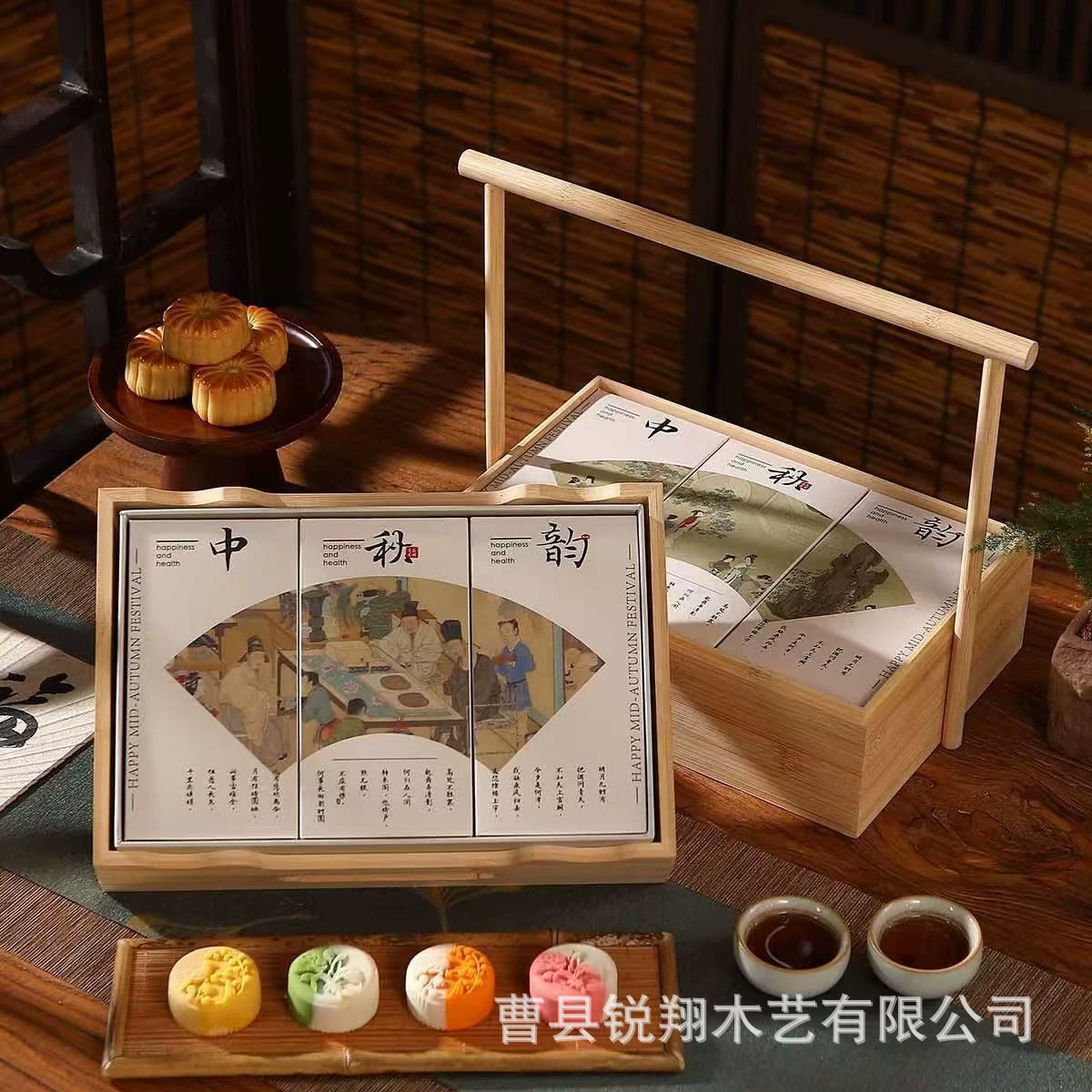 Новая портативная деревянная коробка для рисовых пельменей в китайском стиле, новая деревянная коробка для закусок в национальном стиле, подарочная упаковка для чайного торта