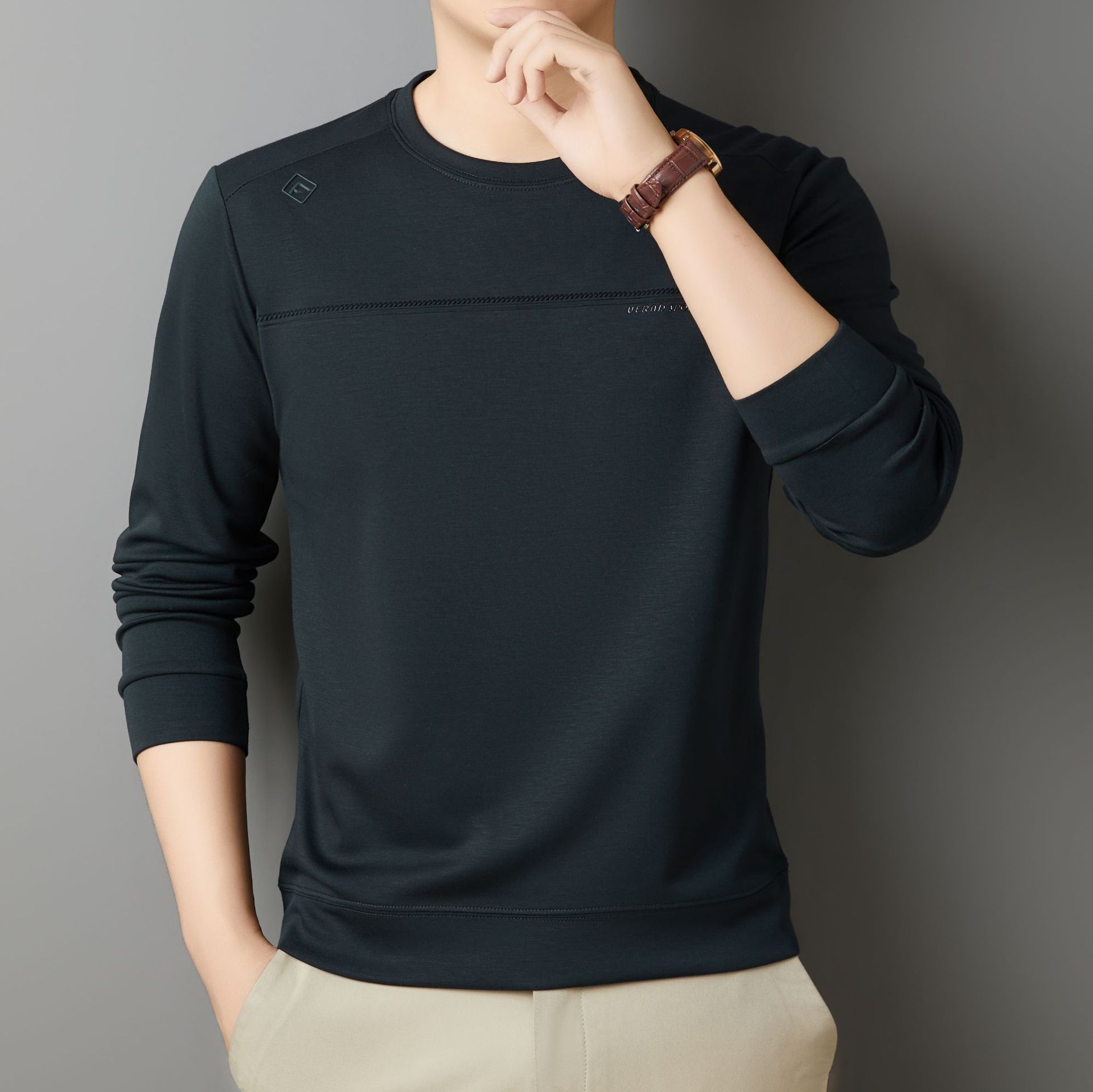 Silk woolen autumn elastic base body-friendly long-sleeve for…