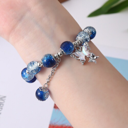 New Super Fairy Butterfly Jade Beaded Bracelet for Women—Niche Design, Instagram-Style, Mori Girl–Inspired, Sweet and Colorful Beaded Bracelet as a Gift for Your Bestie