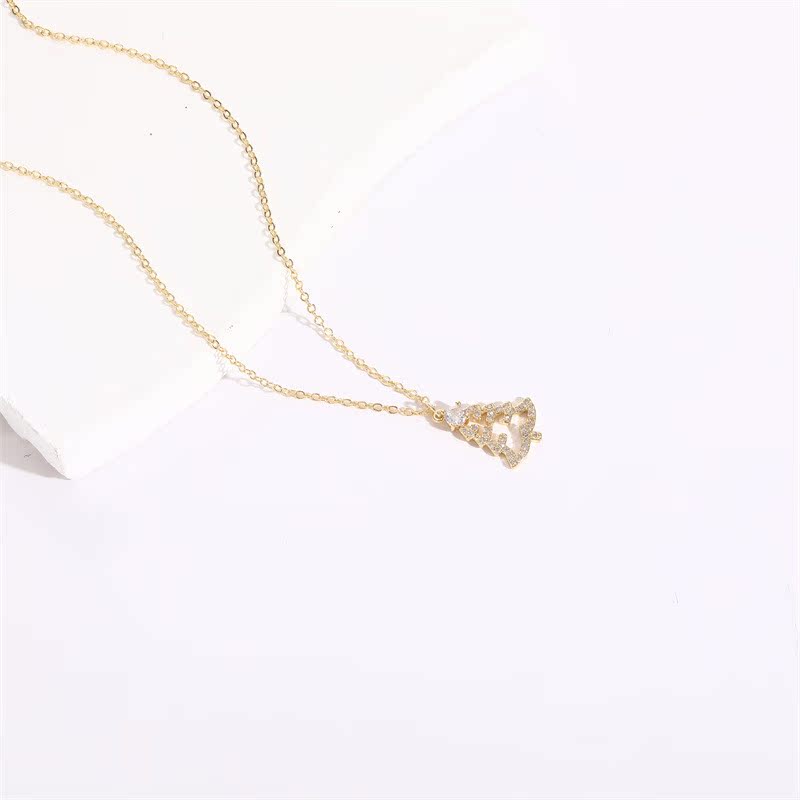 Fashion Christmas Tree Sun Moon Copper Gold Plated Zircon Pendant Necklace 1 Piece