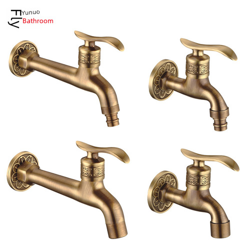 European-style extended drag pool washing machine dual water faucet quick-open single cold wall-mounted pressure 4-way water faucet splash-proof