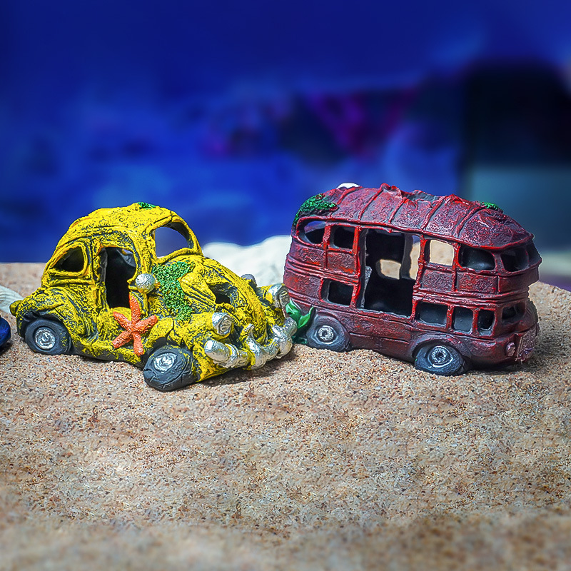 Camión de resina Escarabajo clásico coche autobús peces y camarones escape casa acuario Coche