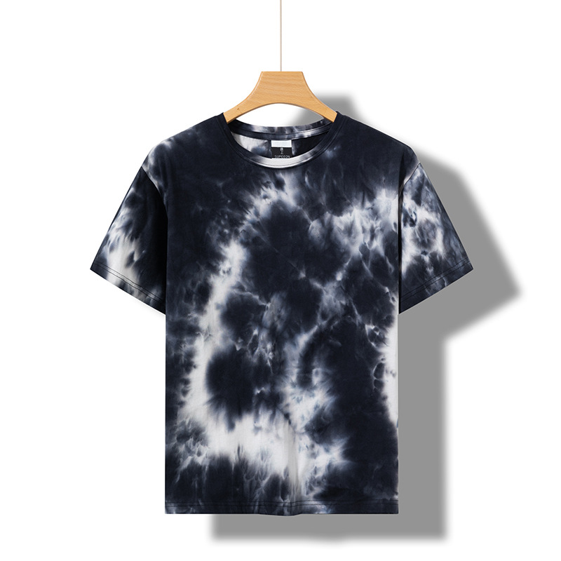 Camiseta de algodón tie-dye para hombre 2025 pareja de verano de manga corta ins suelta de gran tamaño cuello redondo tendencia camiseta superior para hombre