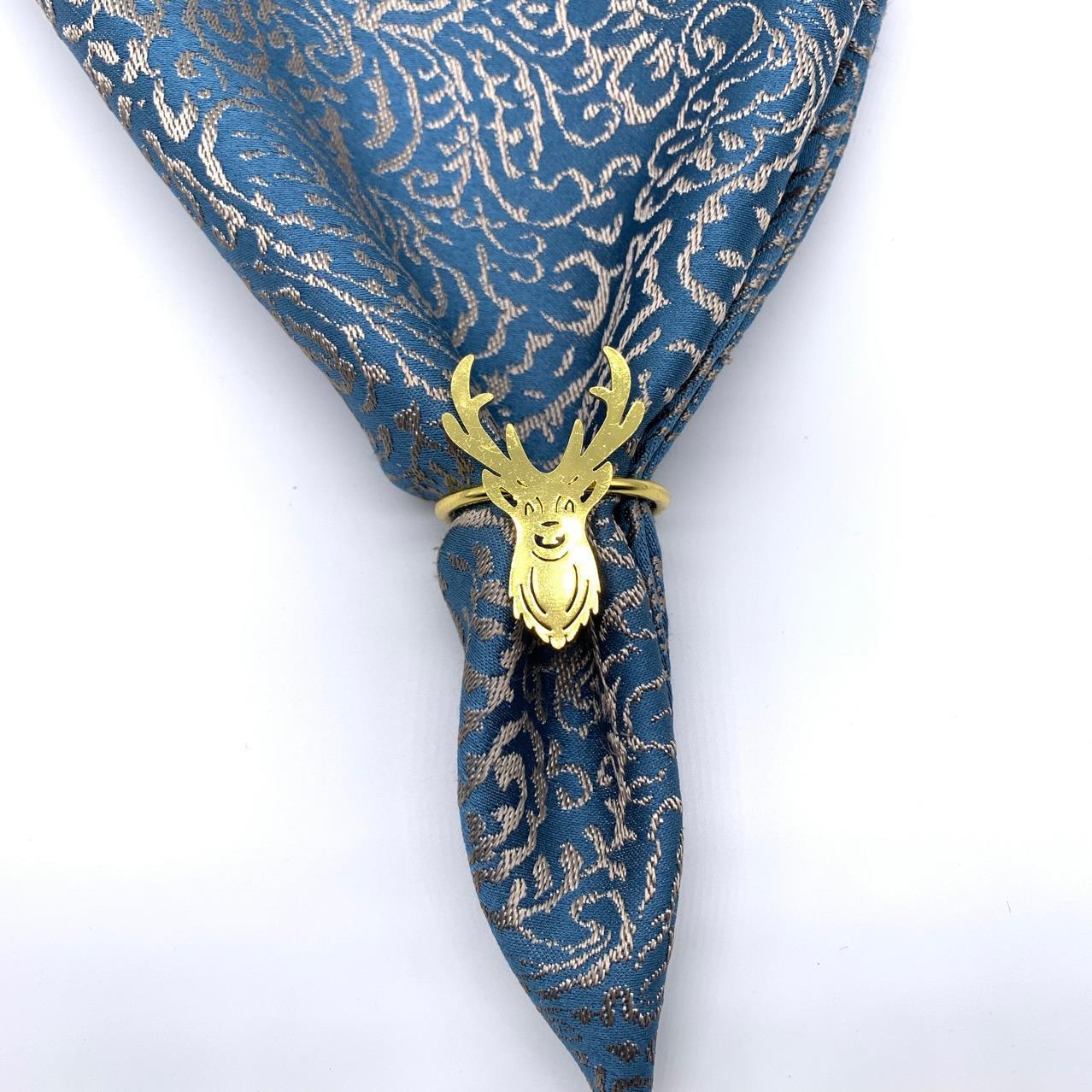 酒店西餐厅金属圣诞鹿头款餐巾扣餐巾环餐巾圈口布圈厂家批发批发