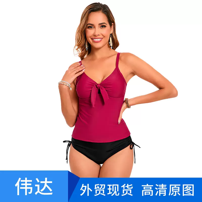 Модный купальник с бантом, sexy push up бюстгальтер, разрезанные лямки для плавания, городской стиль, европейский стиль, надет на плечо