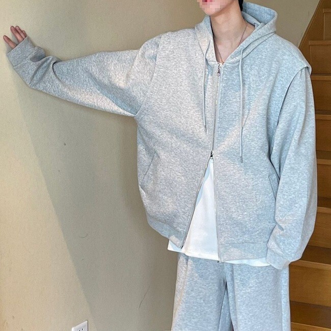 Cross-Border Men's Hooded Solid Color Sweatshirt, Loose Fit, Short Jacket for Spring and Autumn, Autumn Sports Casual Trendy Versatile Style Cross-Border Men's Hooded Solid Color Sweatshirt, Loose Fit, Short Jacket for Spring and Autumn, Autumn Sports Casual Trendy Versatile Style