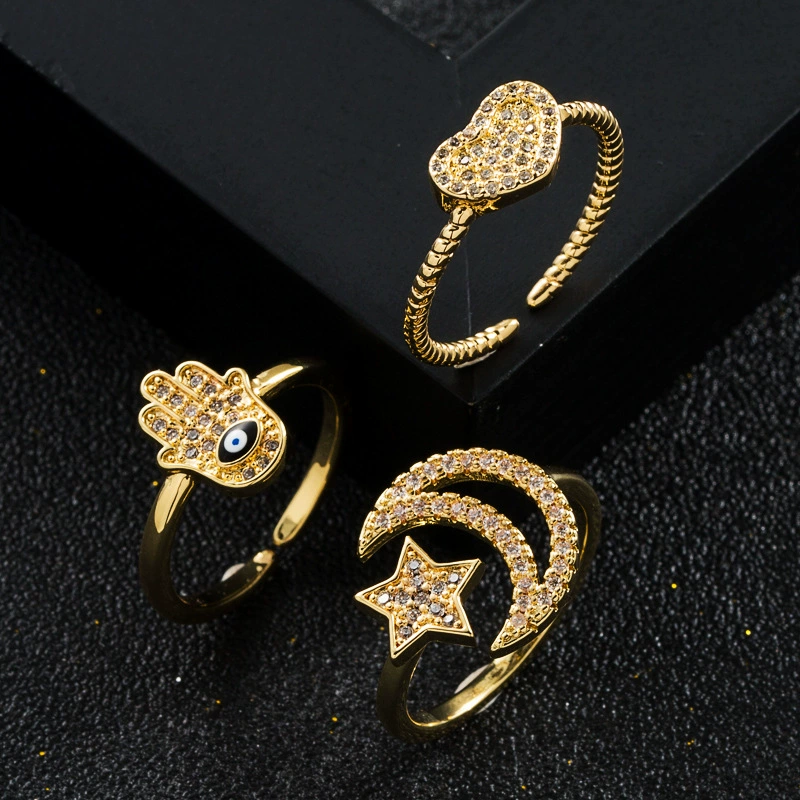 Fashionable copper zirconium, one size small design ring with stone hip-hop style, European style, micro incrustation, simple and elegant design