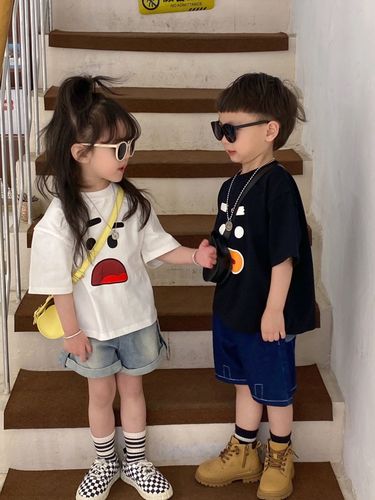 Girls short-sleeved T-shirt pure cotton  new summer clothes boys half-sleeved T-shirt tops baby cotton bottoming