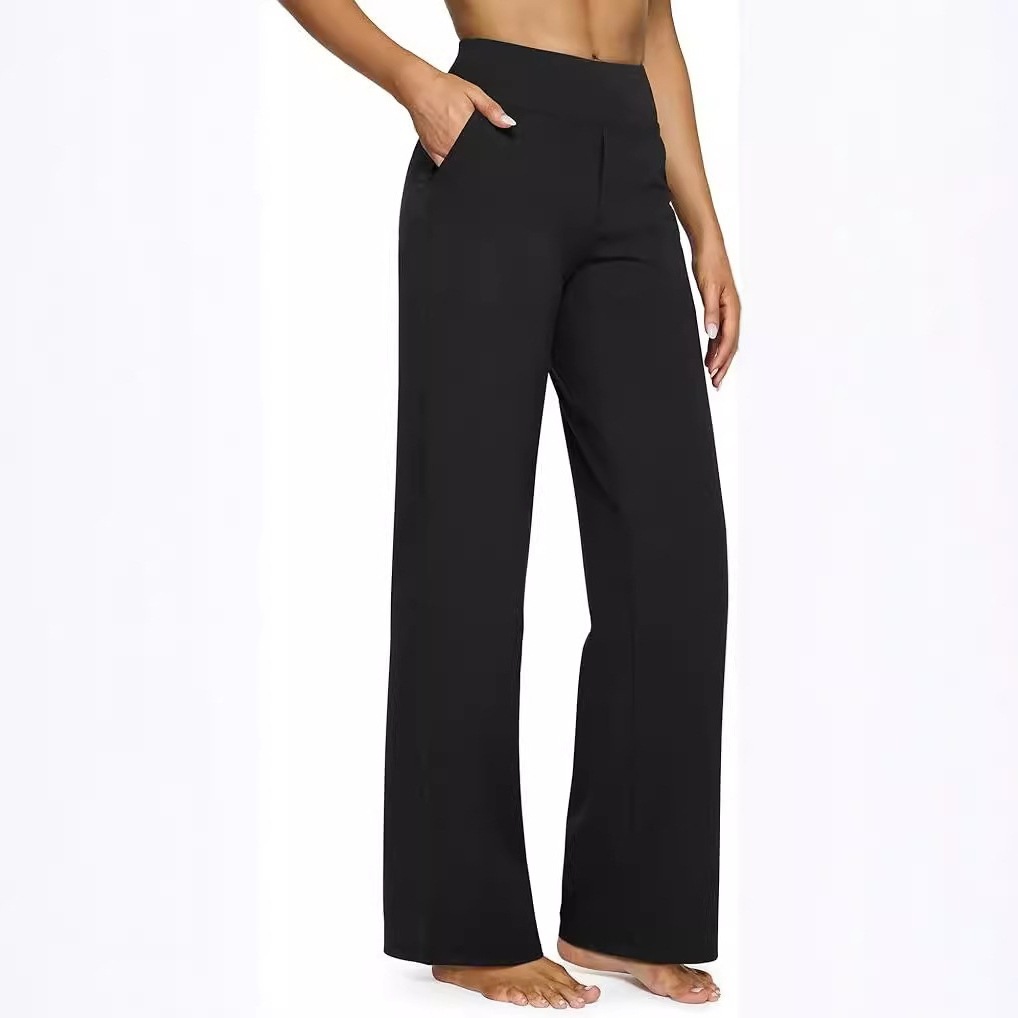 2024 Amazon Independent Station Cross-border Autumn Hot Sale New Casual Straight Loose Pocket Trousers Women's Black