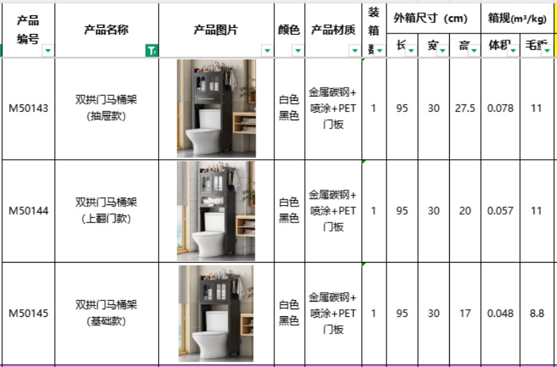 马桶架对开门系列（箱规）