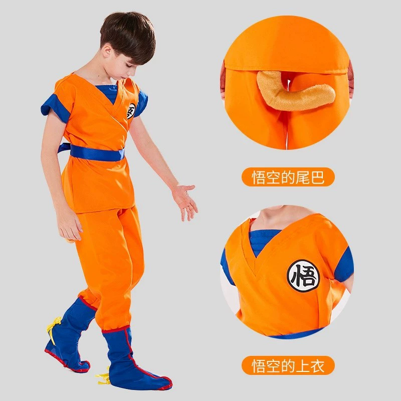 Граница Dragon Ball Супер Саян косплей Сунь Вуконг костюм Хэллоуин детская одежда выступления