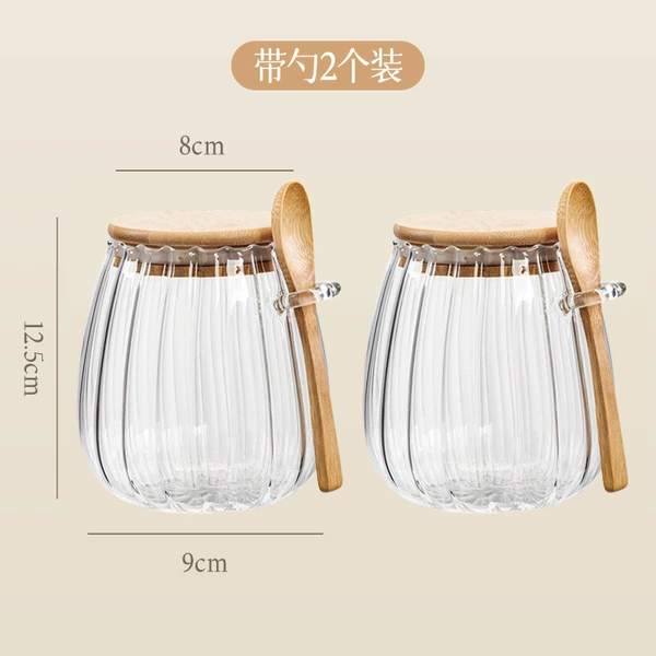 【2 packs】Flat lid type丨Round storage tank with spoon