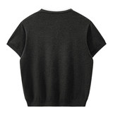 ZH8102-B男女同款潮牌拼接时尚通勤假两件亨利领针织短袖T恤，男装针织衫/毛衣，星座614