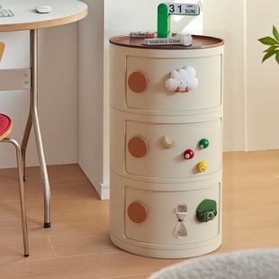 Multi-Layer Bedroom Storage Cabinet Small Narrow Storage Cabinet Ultra-Narrow Bedside Table Sofa Side Cabinet Cylindrical Bedside Table Living Room
