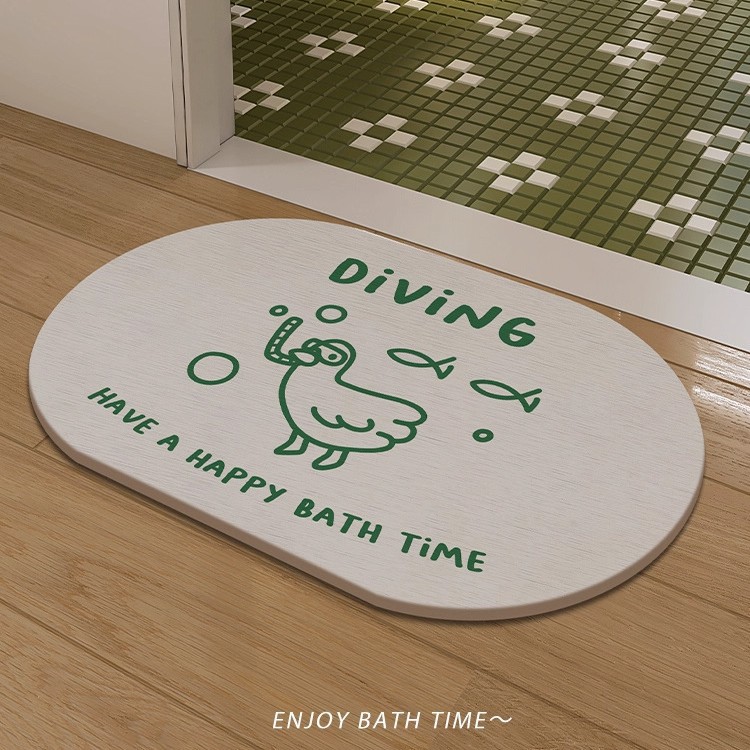 Cartoon Hard Diatom Mud Absorbent Floor Mat Bathroom Super Absorbent Quick-Drying Thickened Foot Mat Bathroom Door Toilet Carpet