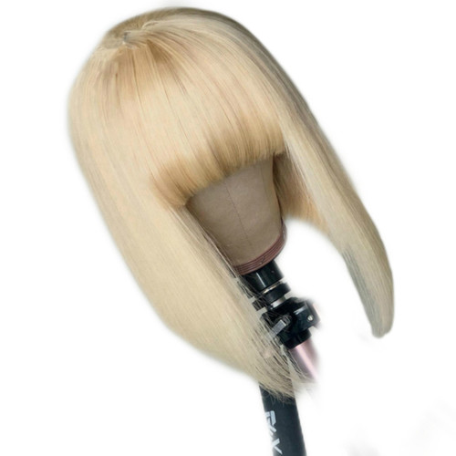 Manufacturer's wig for women European and American foreign trade light golden bobo short hair with bangs chemical fiber women's headgear African cross-border