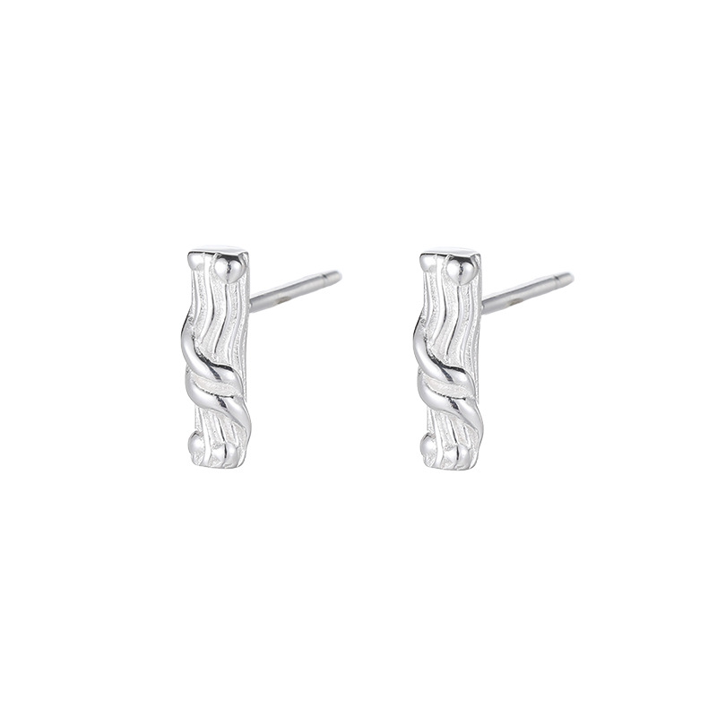 Patterned Bar Stud Earrings For Women In Sterling Silver Jewellery_voghion.com