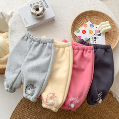 秋冬韓版寶寶束腳一體加絨休閒褲ins可愛嬰兒褲子冬季嬰童保暖褲