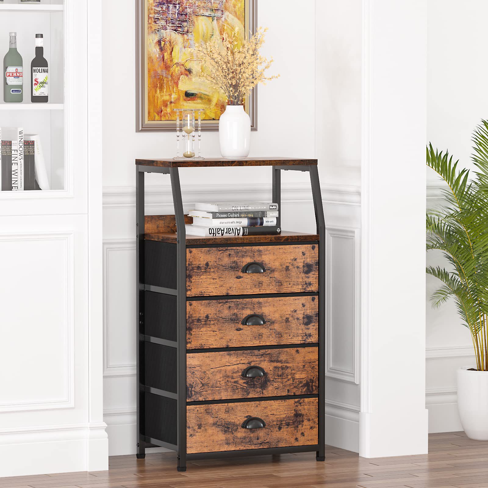 Comercio exterior personalizado meseta de cabecera estilo americano estilo rústico dormitorio tres estantes de almacenamiento sofá sala de estar estante de esquina