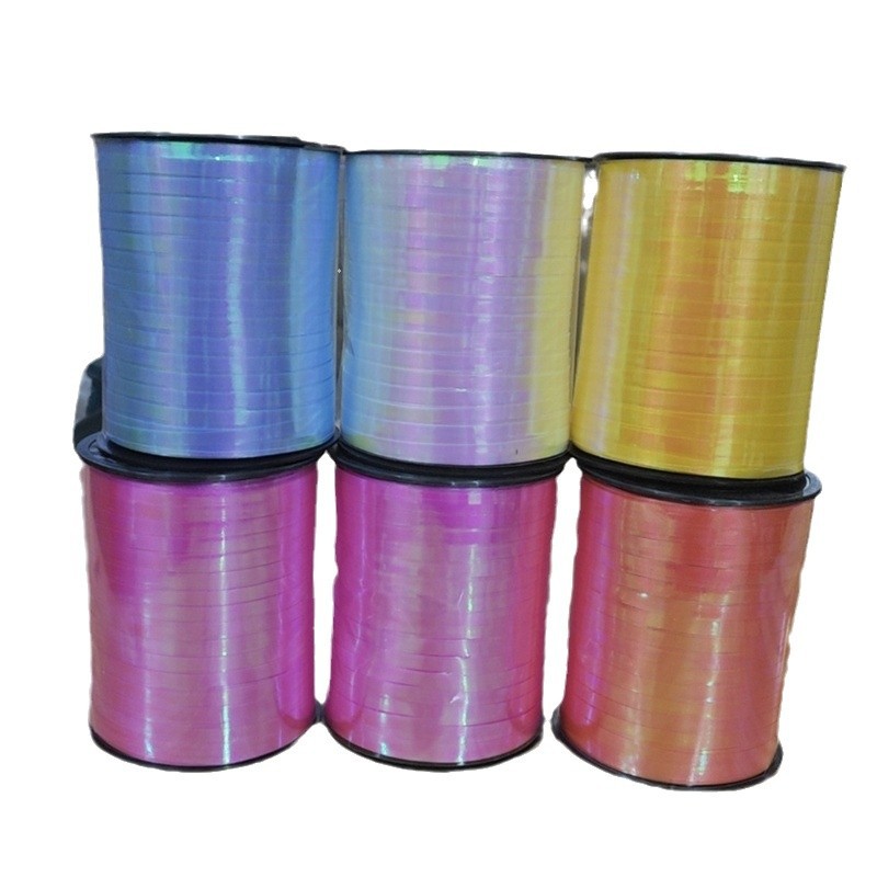 500 yardas de globo de cinta de color láser película de aluminio de cinta de color embalaje de regalo de cuerda de tracción de cuerda de bandera embalaje de regalo