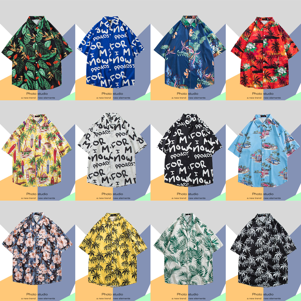 태국 해변 꽃 셔츠 남자의 반팔 Ins Ruffian 핸섬 여름 홍콩 스타일 레트로 하와이 아이스 실크 비치 셔츠 트렌디