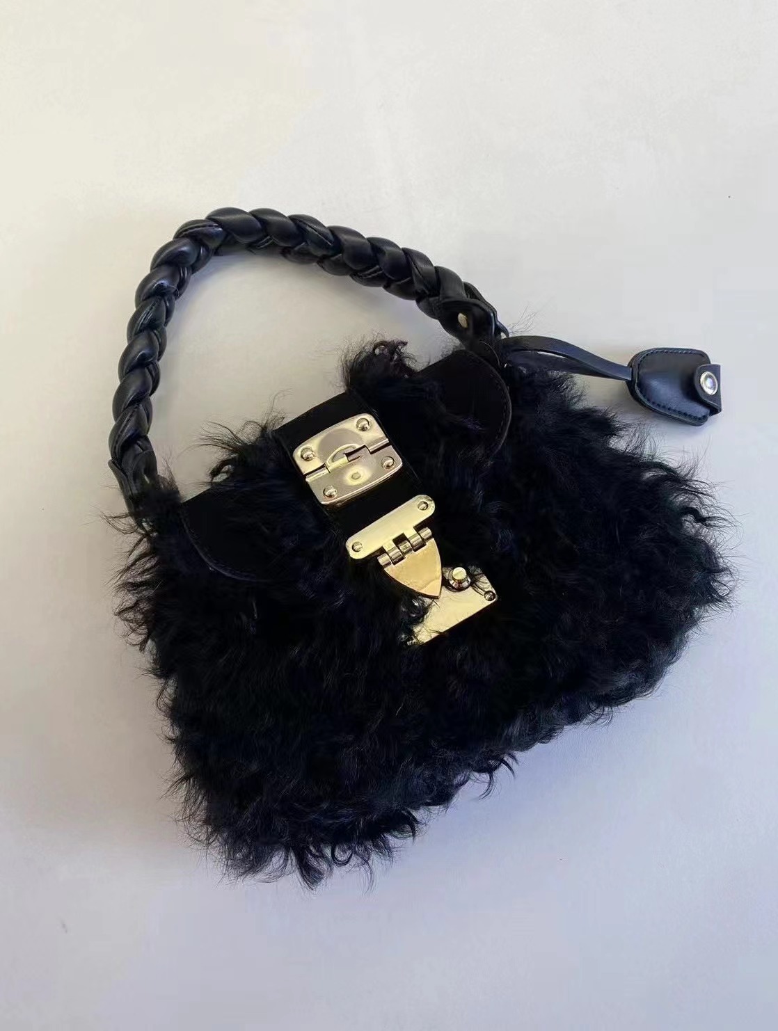 Nouvelle collection automne/hiver 2023 : laine véritable, fourrure, daim givré, sac à bandoulière croisé pour femme,_voghion.com