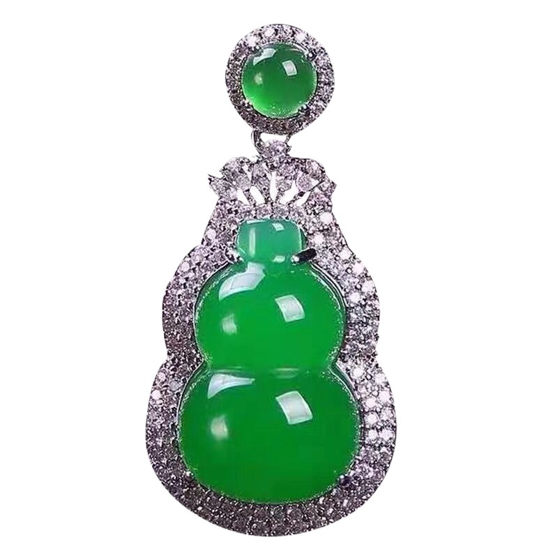 녹색 CHALCEDONY 펜던트 높은 얼음 S 상감 패션 풀 다이아몬드 조롱박 녹색 마노 옥 펜던트 제조 업체 도매