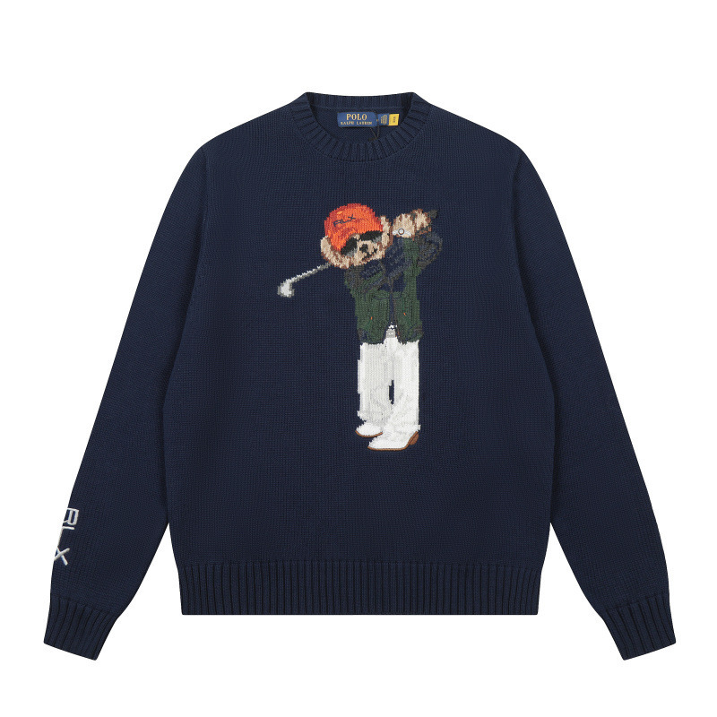25 New Autumn and Winter Ralph Lauren Bear Golf Series Knit Sweaters, Round Neck Long-Sleeve Couple's Pullover Sweaters 25 New Autumn and Winter Ralph Lauren Bear Golf Series Knit Sweaters, Round Neck Long-Sleeve Couple's Pullover Sweaters