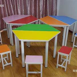 边形电脑桌中小学生培训班梯形书桌美术彩色组合智慧教室课桌椅