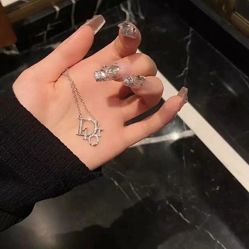 The Same Style Summer Light Luxury Full Diamond Micro-set Zirconium D Letter Necklace - A Super Ethereal Quality Necklace