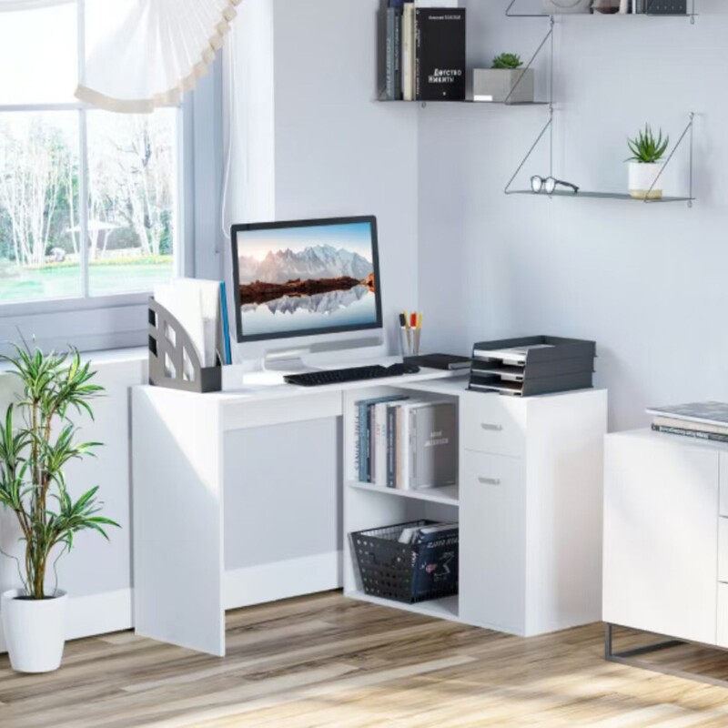 Cross-Border E-Commerce Foreign Trade L-Shaped Computer Desk, 180 ° Rotating Corner Table, Equipped with Storage Shelves, Drawers, and Cabinets. Cross-Border E-Commerce Foreign Trade L-Shaped Computer Desk, 180 ° Rotating Corner Table, Equipped with Storage Shelves, Drawers, and Cabinets.