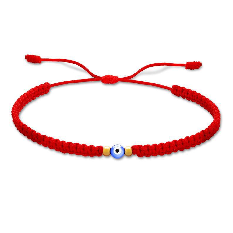 Cross-border creative new double-bead Blue evil eye protection bracelet hand-woven adjustable knot bracelet wholesale