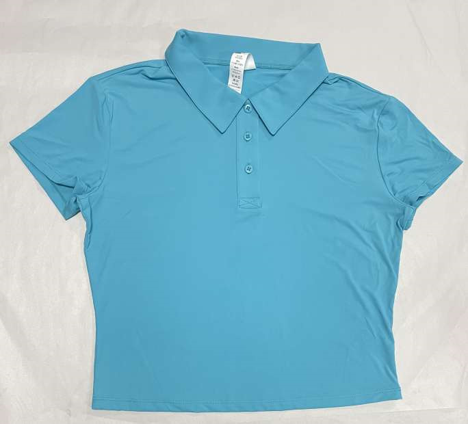 运动速干衣t恤女纯色休闲翻领高尔夫POLO衫短袖弹力户外网球服女|undefined