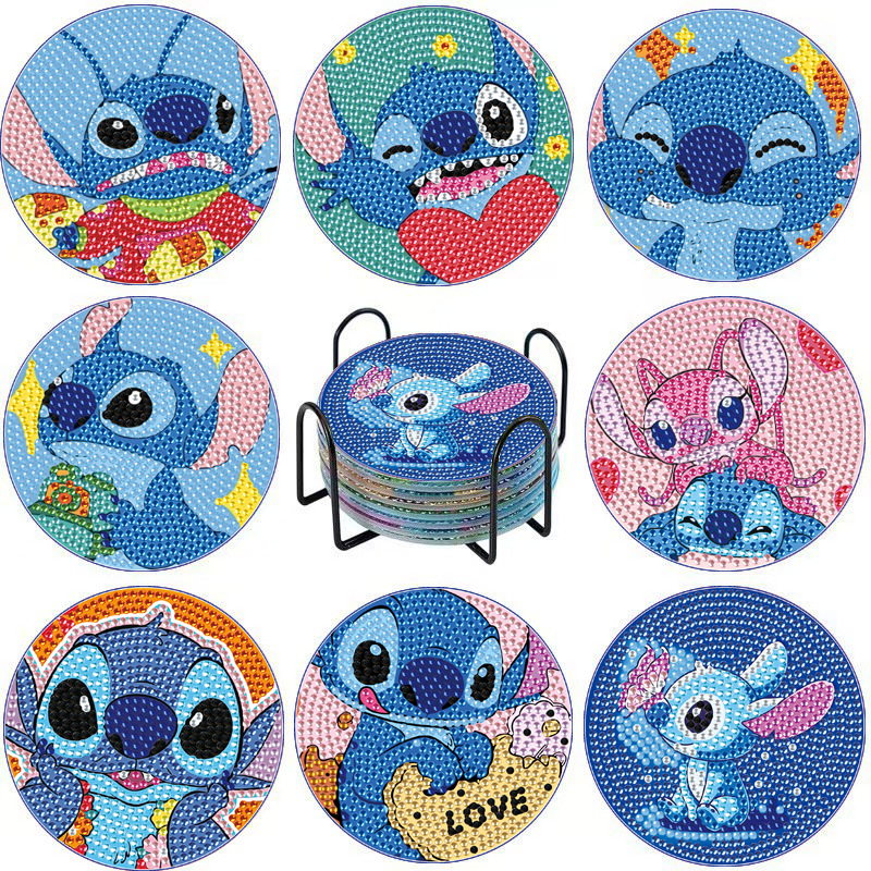 Aliexpress Cartoondiy Diamante Pinting Punts Perforador de tazas acrílicas caseras con portavasas Mickey Minnie Stitch