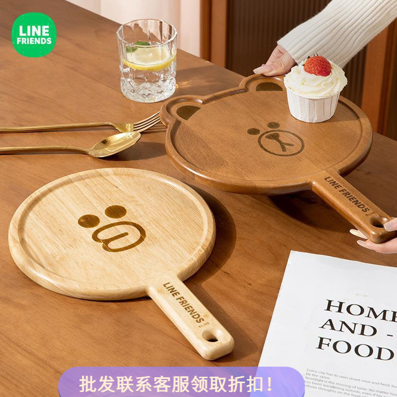 ブラウン熊木製アニメ皿家庭用ピザ皿ベアーかわいい食事用トレイクリエイティブ洋食果物皿|undefined