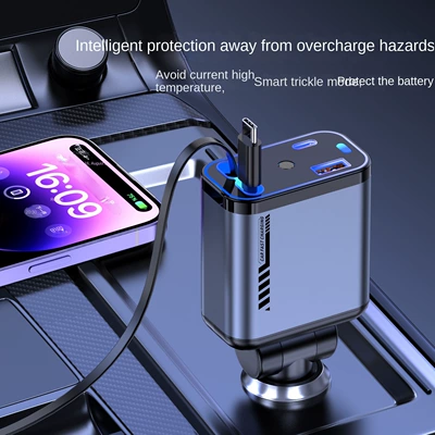 4-in-1 Car Fast Mobil şarj cihazları - boxed-upgraded-digital-display-starry-sky-lamp-super-fast-charging-dual-type-c