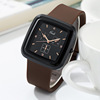 Trend square fashionable silica gel hair band for leisure, dial, quartz watch, simple and elegant design, wholesale