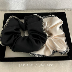 法式柔順碎花邊發圈韓版氣質簡約頭繩高彈力發繩高級感緞面大腸圈